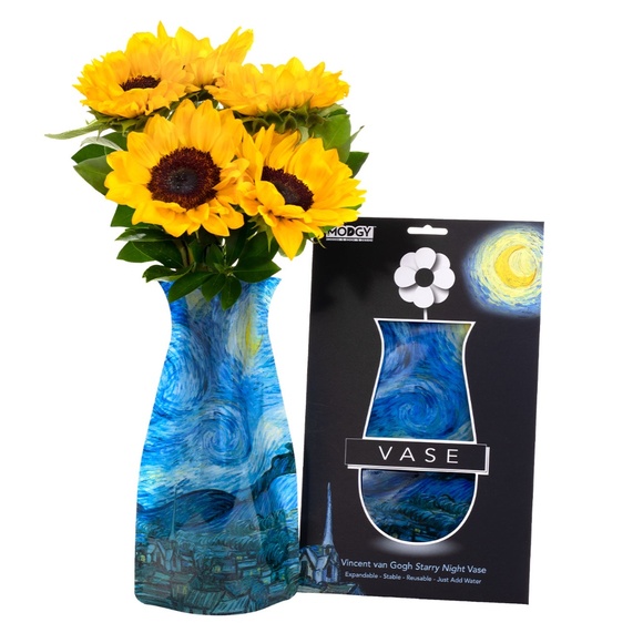 NWT- Vincent an Gogh Starry Night Expandable Vase, Modgy, Colorful Home Decor - Picture 1 of 3